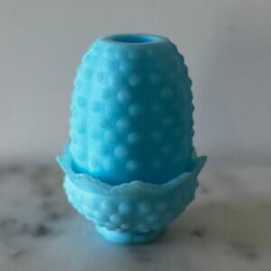 Vintage Fenton Light Blue Satin Glass Hobnail Fairy Lamp | Collectible Decor